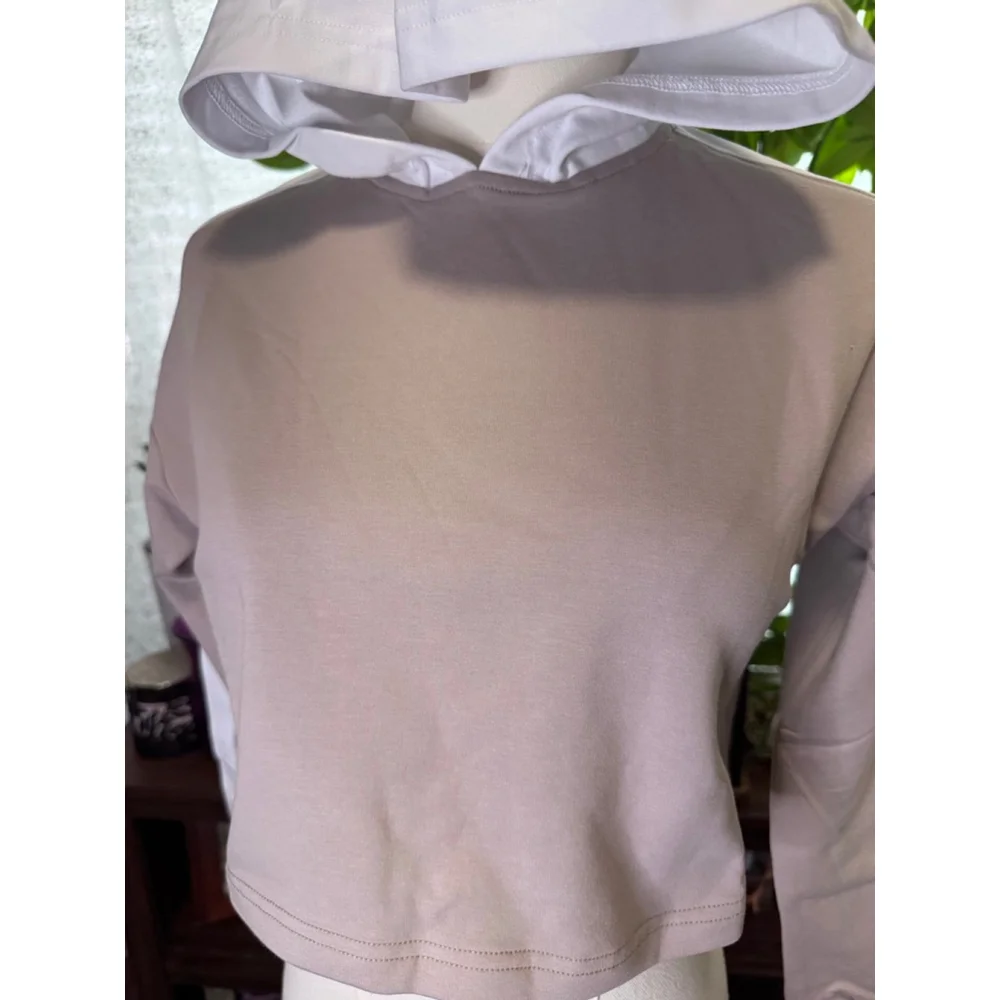Girls Werk Hype Sweatshirt Juniors L Heather Gray White Cropped Hoodie